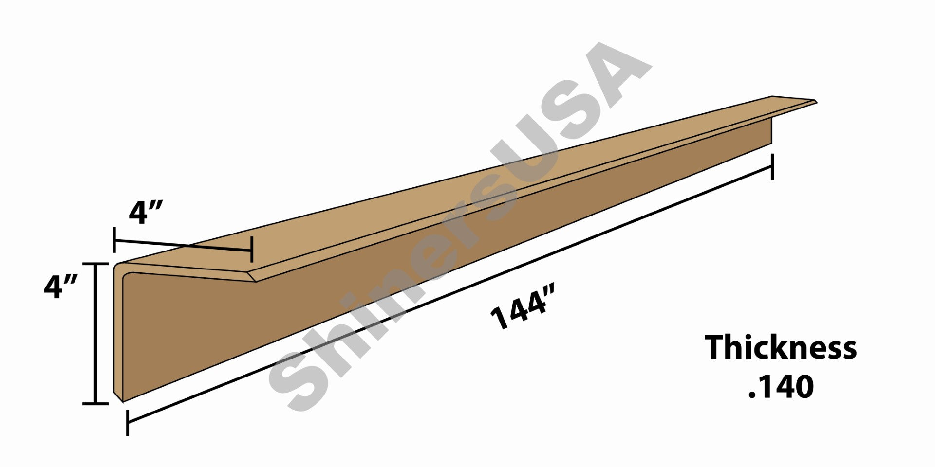 Kraft Edge Board Pallet Corner Protectors .140 thick 4x4x144 Item: 143904