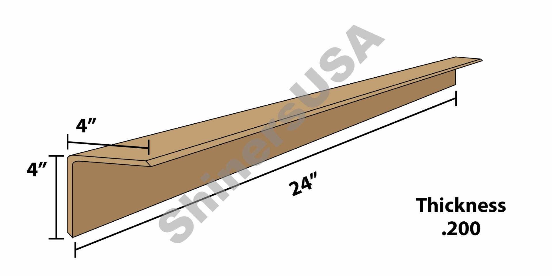 Kraft Edge Board Pallet Corner Protectors .200 thick 4x4x24 Item: 144180