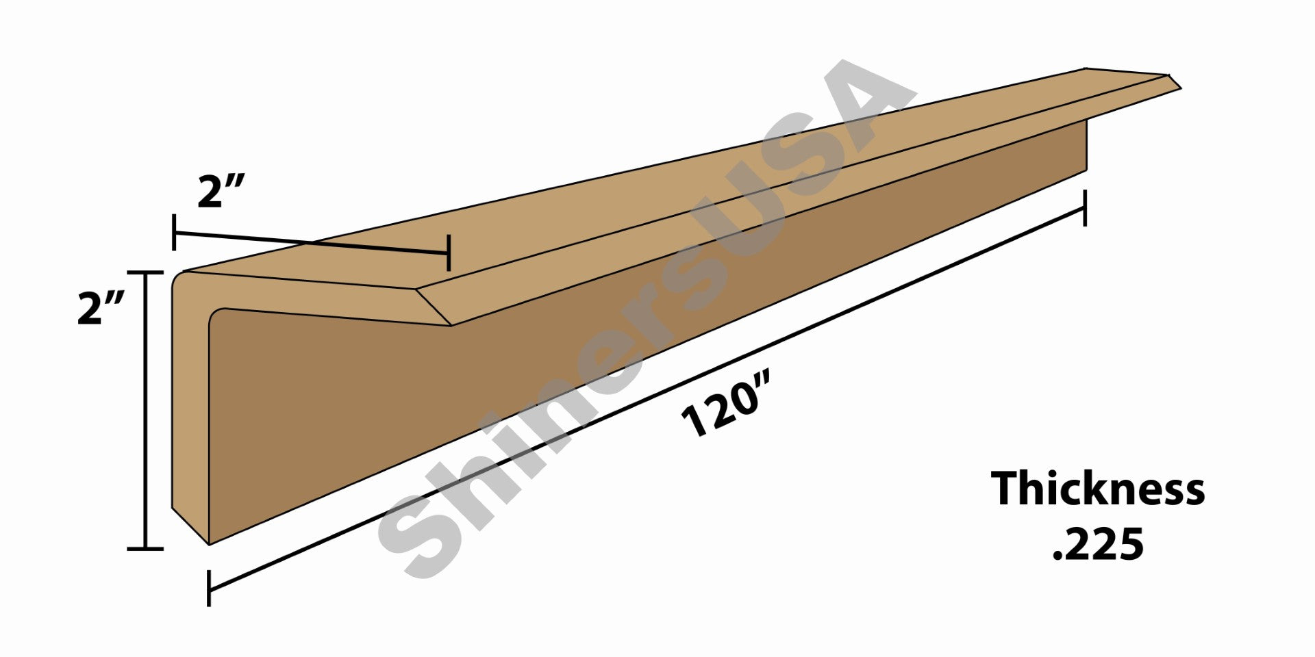 Kraft Edge Board Pallet Corner Protectors .225 thick 2x2x120 Item: 144207