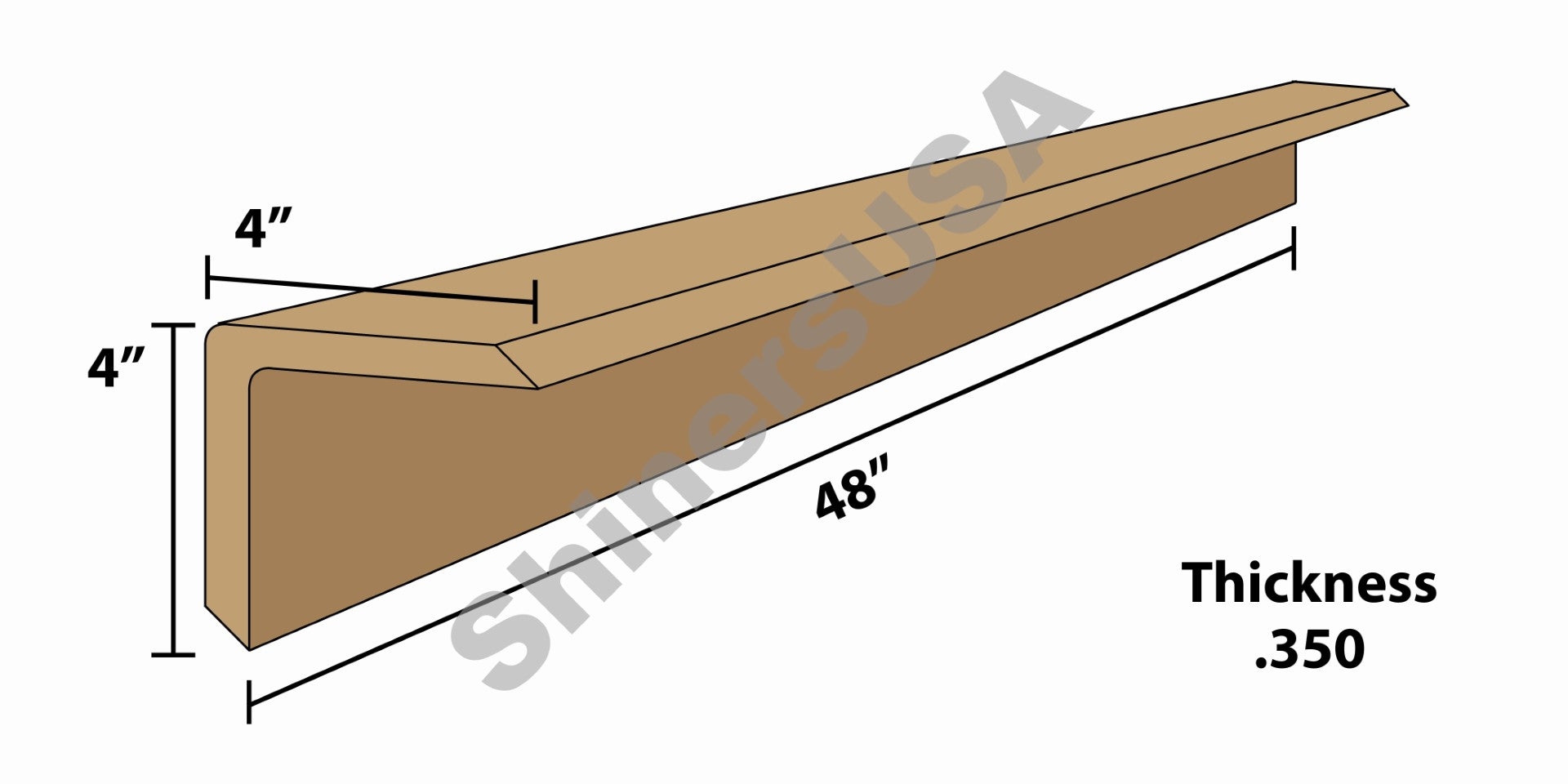 Kraft Edge Board Pallet Corner Protectors .350 thick 4x4x48 Item: 144378
